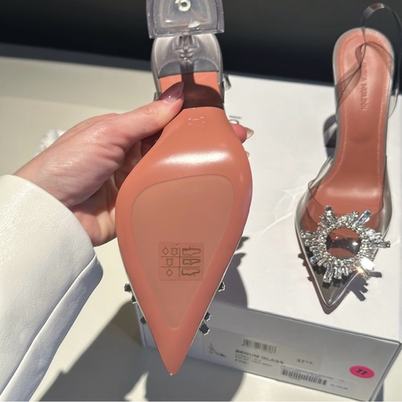 Amina Muaddi Stunning Slingback Heels with Crystal Embellishment - Picture 3 of 8